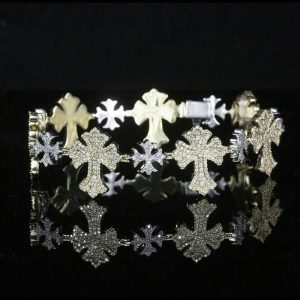 Iced Out Cross Link Bracelet