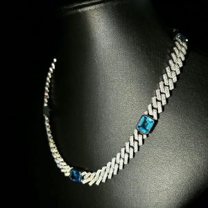 Iced Out Blue Topaz Cuban Chain