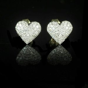 Diamond Pave Heart Studs
