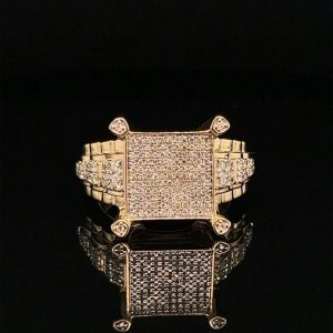 Smaller Iced Out Square Top Ring