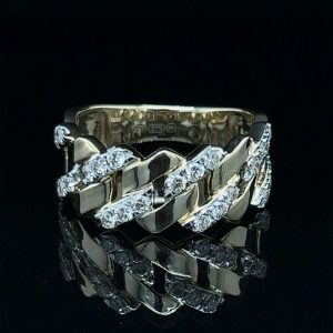 Alternating Diamond Cuban Ring