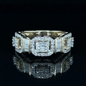 Iced Out Halo Baguette Ring