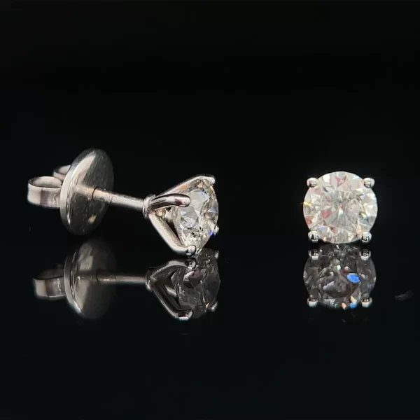 18ct Four Claw Open V Set Natural Diamond Studs