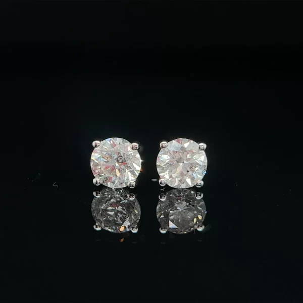 18ct Four Claw Open V Set Natural Diamond Studs - Image 2