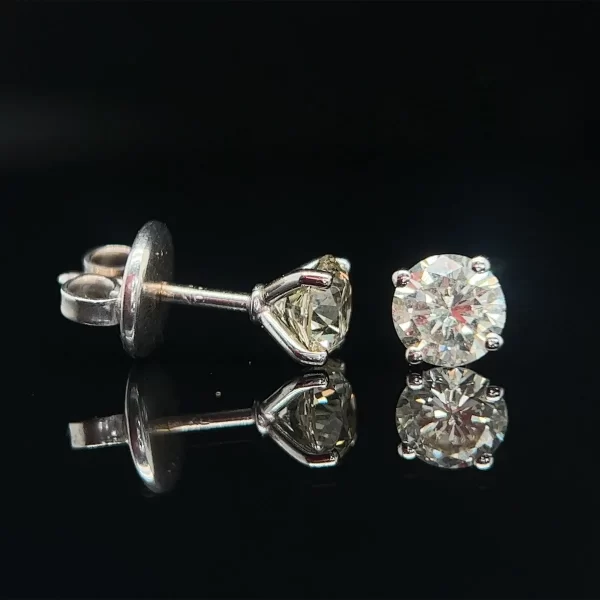 18ct Four Claw Open V Set Natural Diamond Studs - Image 2