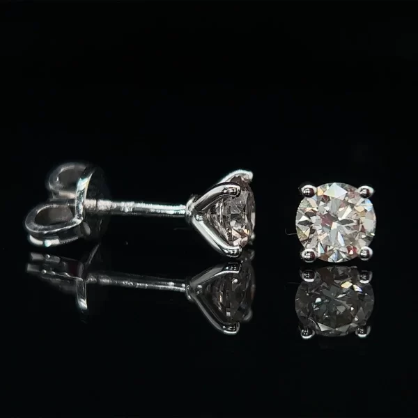 18ct Four Claw Open V Set Natural Diamond Studs - Image 2