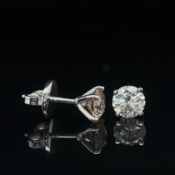 18ct Four Claw Open V Set Natural Diamond Studs - Image 2