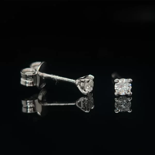 18CT V Set Gallery Bar Four Claw Set Natural Diamond Studs - Image 2