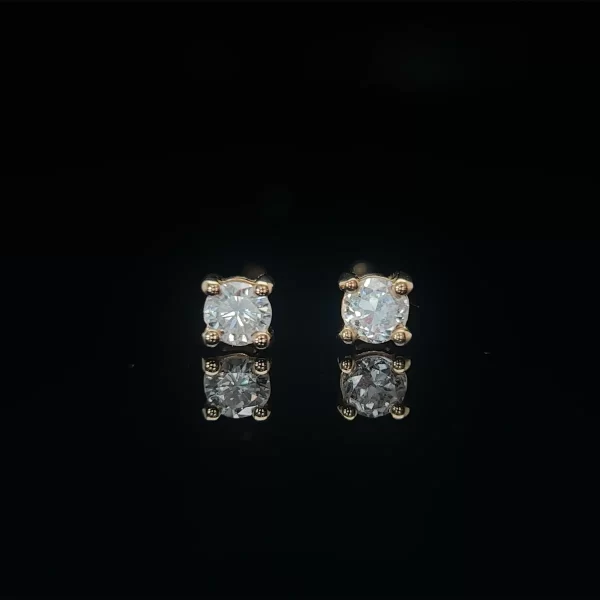 18CT V Set Gallery Bar Four Claw Set Natural Diamond Studs - Image 3