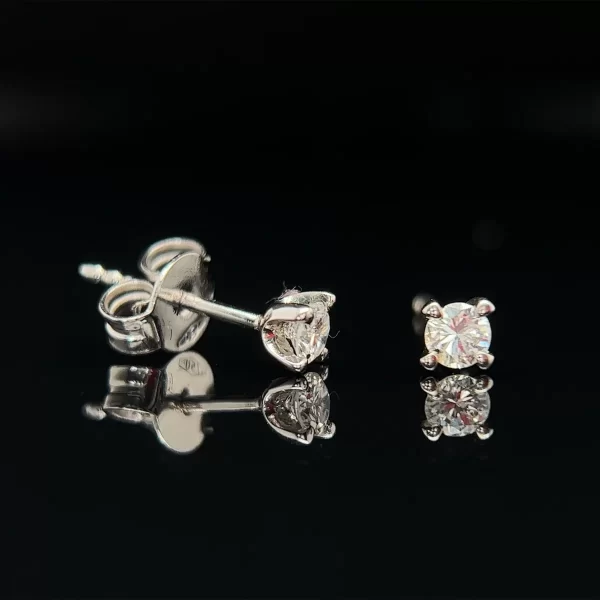 18CT V Set  Four Claw Set Natural Diamond Studs - Image 2