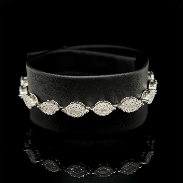 Marquise Halo Link Diamond Tennis Bracelet