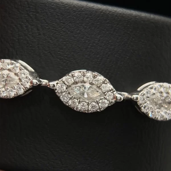 Marquise Halo Link Diamond Tennis Bracelet - Image 2