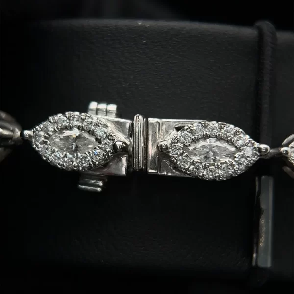 Marquise Halo Link Diamond Tennis Bracelet - Image 3