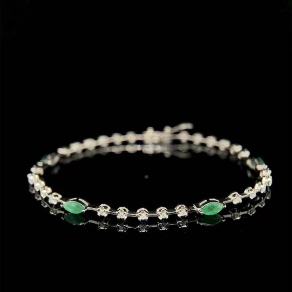 Spaced Out Natural Diamond and Emerald Tennis Bracelet