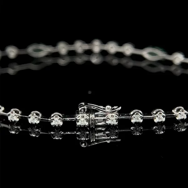 Spaced Out Natural Diamond and Emerald Tennis Bracelet - Image 3