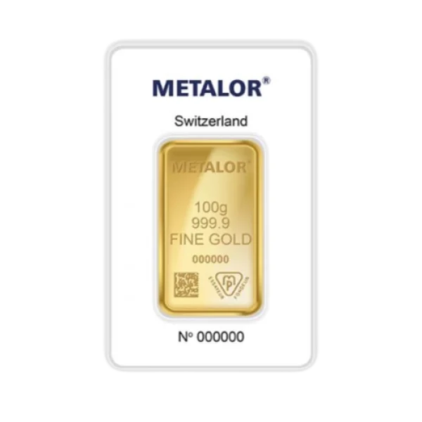 Metalor 100 g Gold Bar Wafer