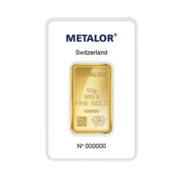 Metalor 50 g Gold Bar Wafer