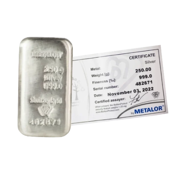 Metalor 250 g Silver Cast Bar