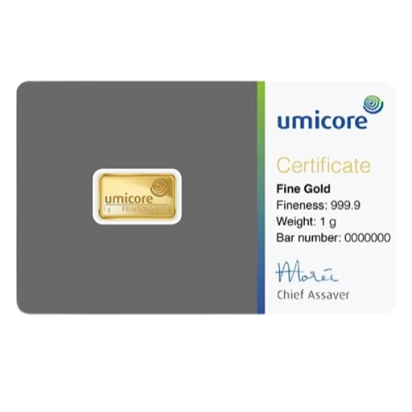 Umicore 1 g Gold Bar Wafer