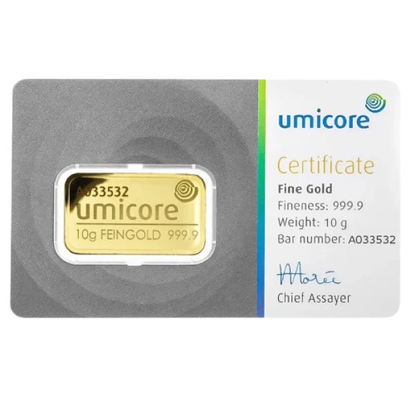 Umicore 10 g Gold Bar Wafer