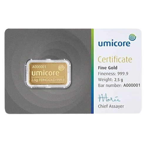 Umicore 2.5 g Gold Bar Wafer
