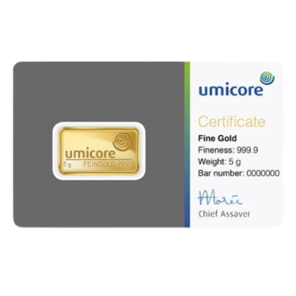 Umicore 5 g Gold Bar Wafer
